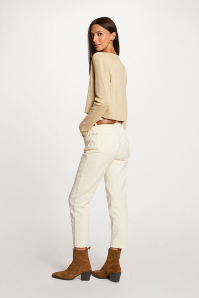 Gilet manches longues à col rond dore femme