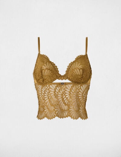 Crop top dentelle bretelles fines bronze femme