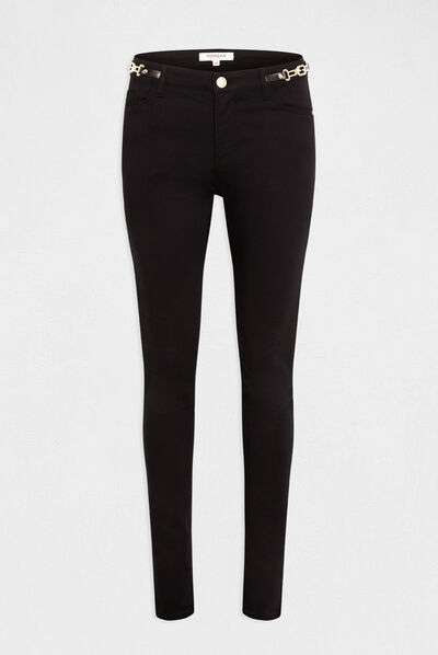Pantalon skinny à détails chaînes noir femme