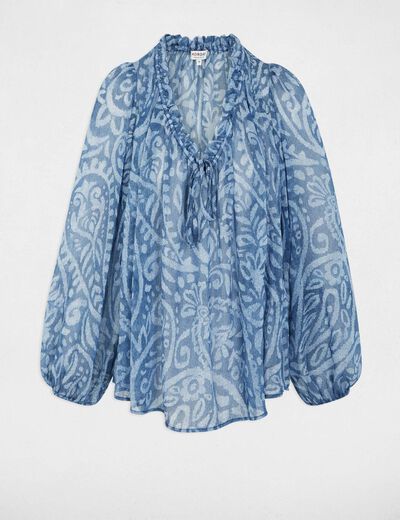 Top manches bouffantes multicolore femme