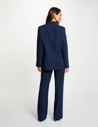 Pantalon taille haute bleu marine femme