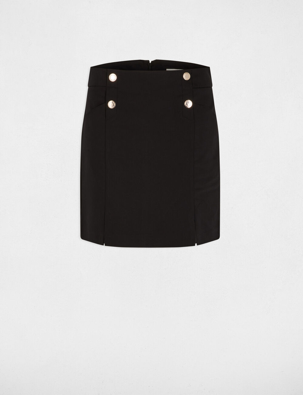 Jupe courte &agrave; boutons noir femme