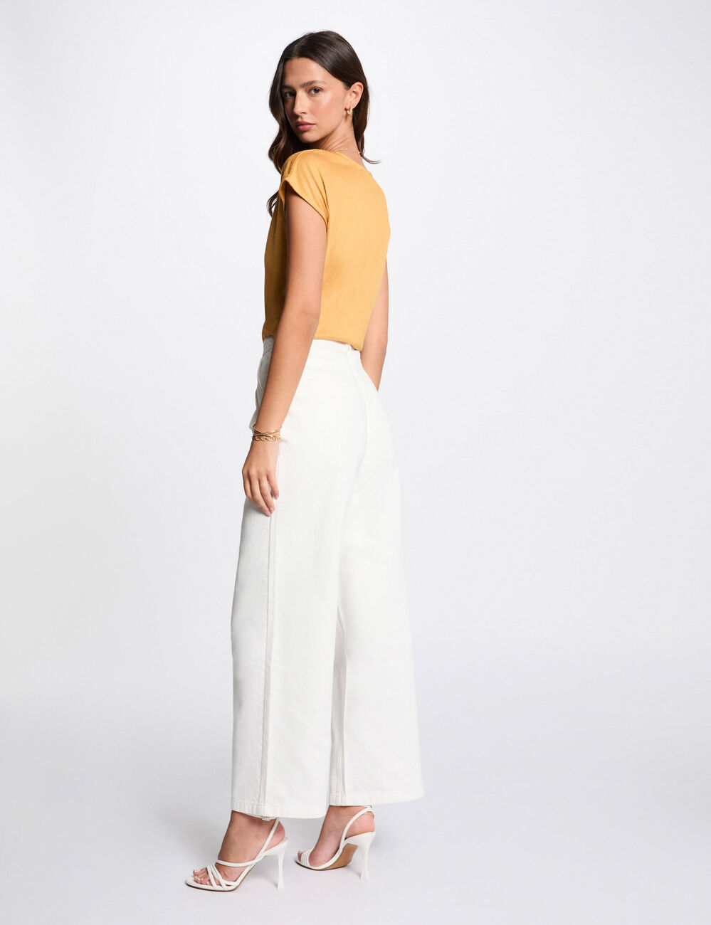 T-shirt manches courtes jaune moutarde femme