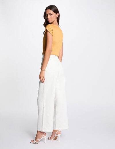 T-shirt manches courtes jaune moutarde femme