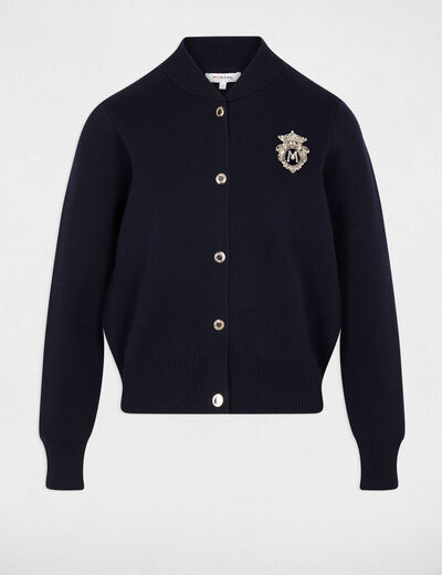 Veste col teddy bleu marine femme