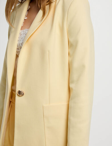 blazer poches plaquees jaune pastel femme Blazer poches plaquées jaune pastel femme