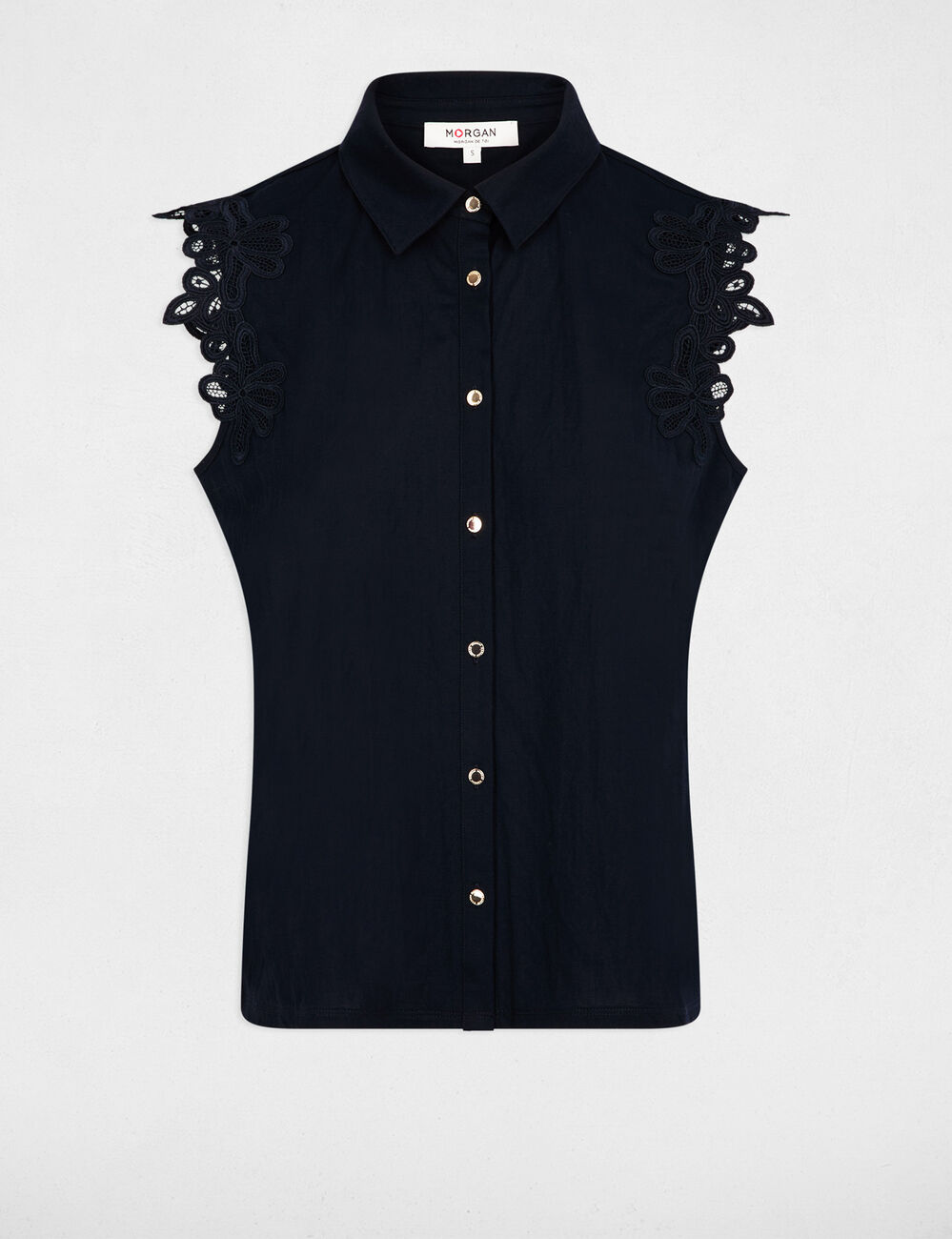 Chemise sans manches bleu marine femme
