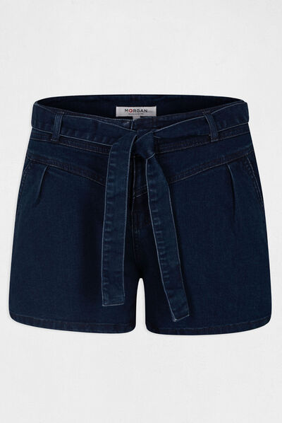 Short paperbag en jean jean brut femme