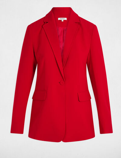 Blazer cintré boutonné rouge femme