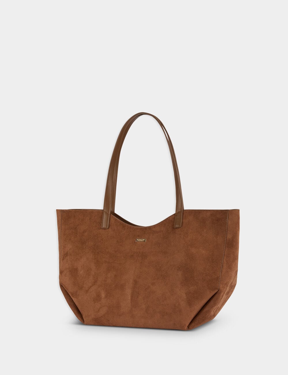 Sac cabas su&eacute;dine marron cognac femme