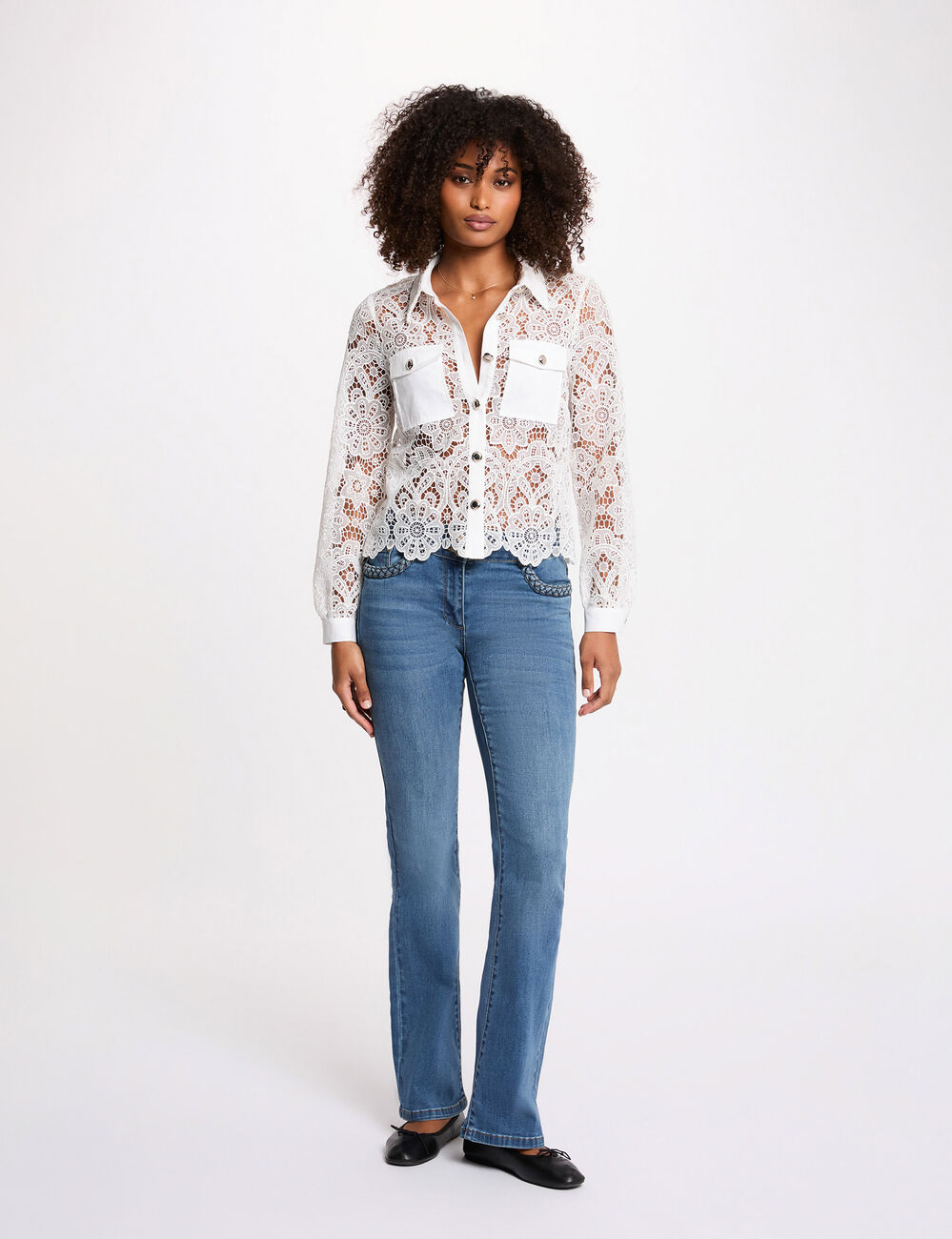 Chemise manches longues blanc femme