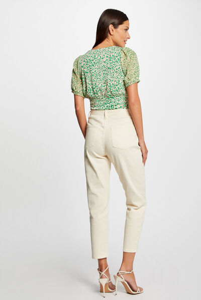 T-shirt manches courtes imprimé abstrait vert femme