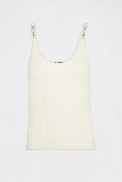 Débardeur pull avec détails chaînes ecru moyen femme