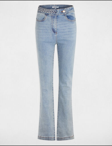 Jeans droit avec détails tressés denim bleach femme