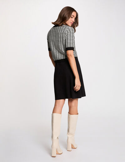 Robe tricot effet 2-en-1 noir femme