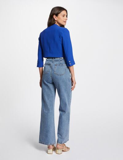 Veste droite manches 3/4 bleu electrique femme