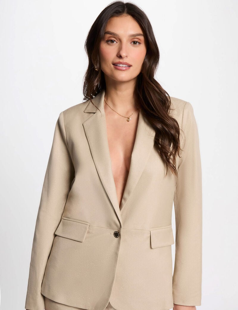 blazer fils metallises marron clair femme Blazer fils métallisés marron clair femme