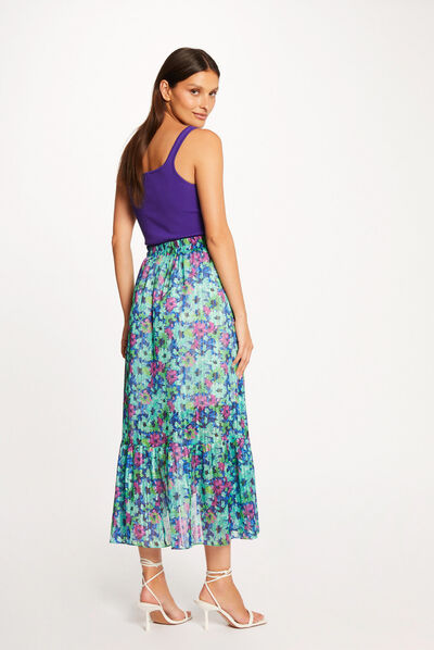 Jupe longue évasée imprimé floral multico femme