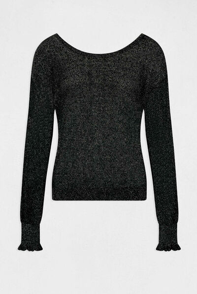 Pull manches longues avec boutons gris moyen femme