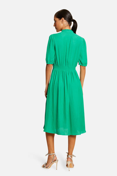 Robe midi évasée imprimé cachemire vert moyen femme