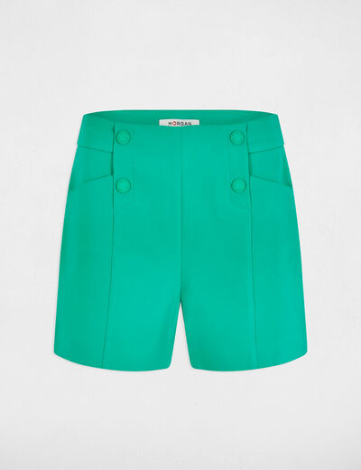 Short droit à pinces vert émeraude femme