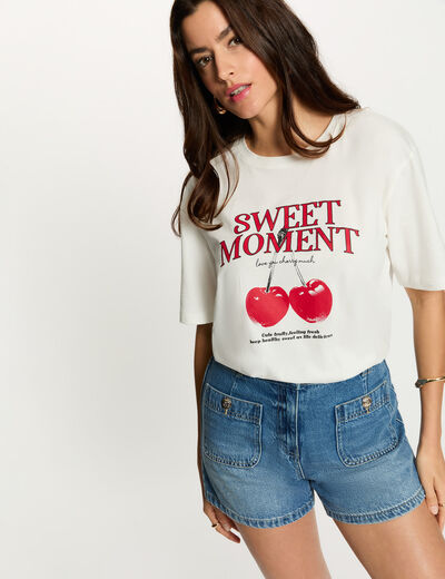 Short slim en jean denim stone femme