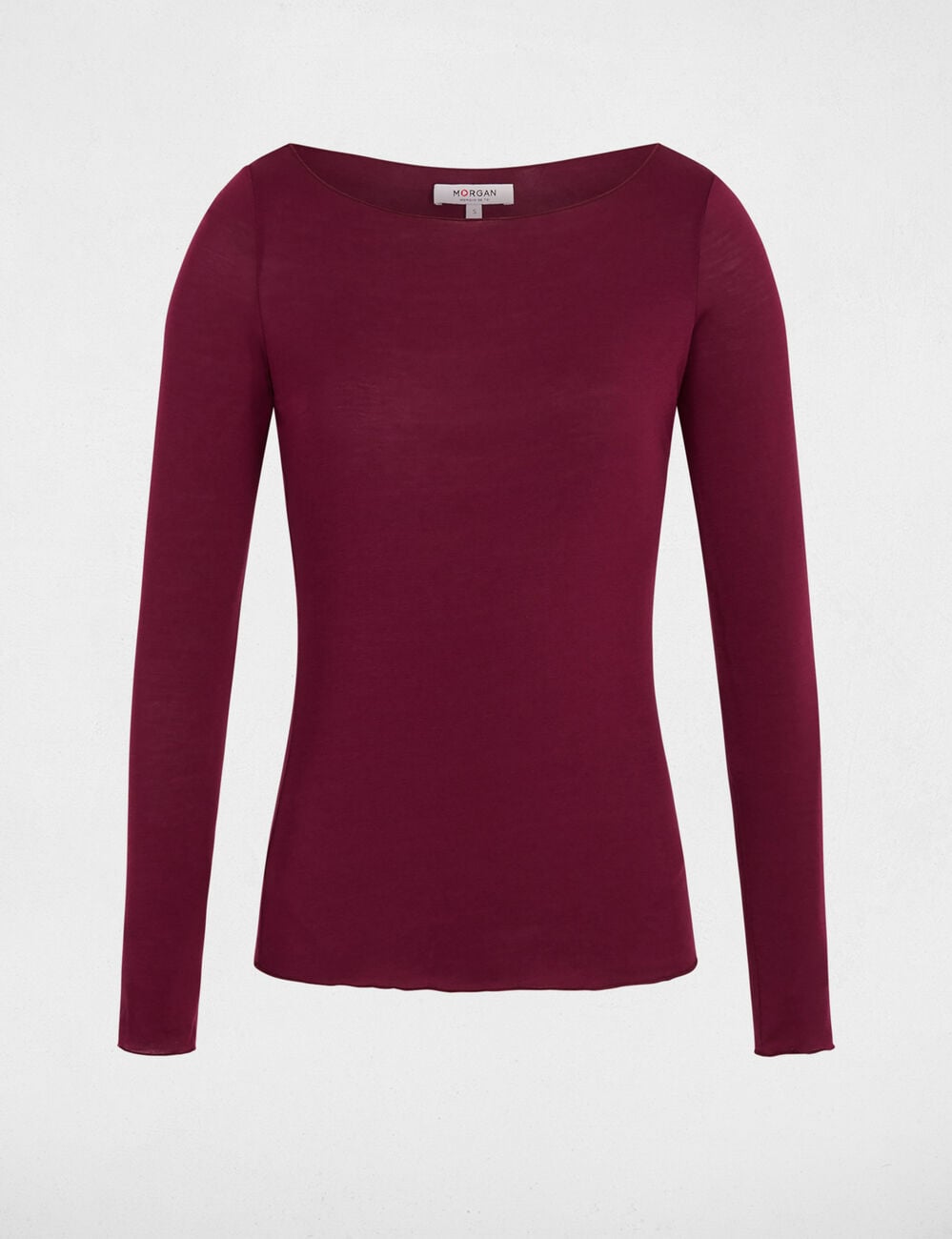 T-shirt manches longues prune femme