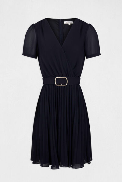 Robe patineuse bas plissé marine femme