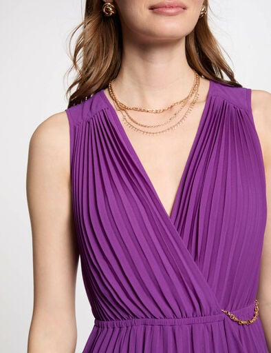 robe longue fluide plissee violet femme Robe longue fluide plissée violet femme