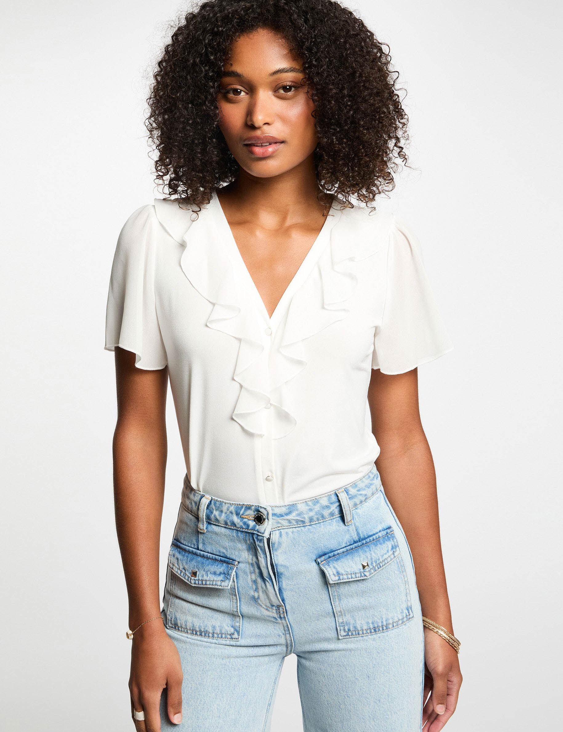 T-shirt manches courtes blanc femme - Morgan - Modalova