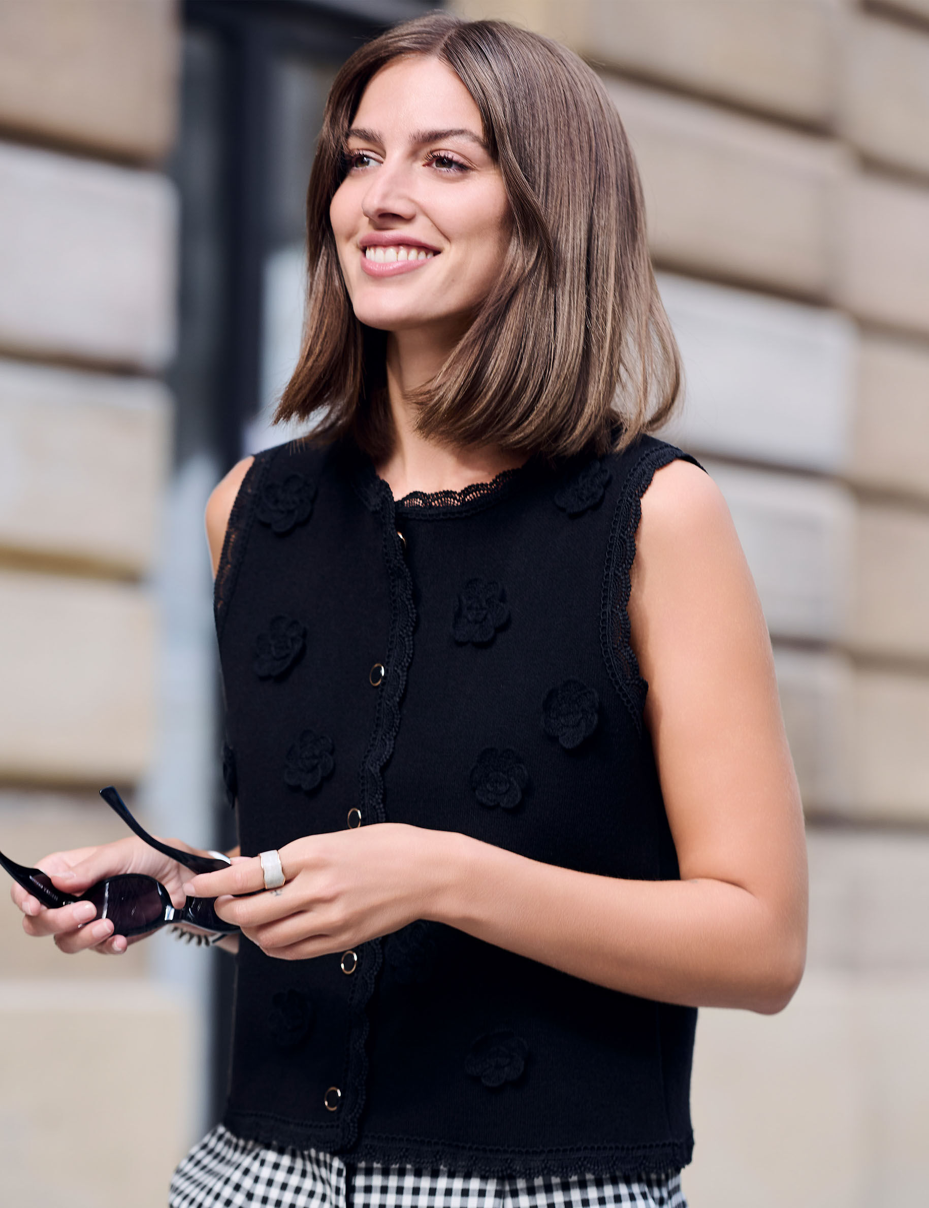 Gilet ajusté col rond femme