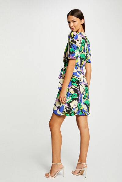 Robe portefeuille imprimé abstrait multico femme