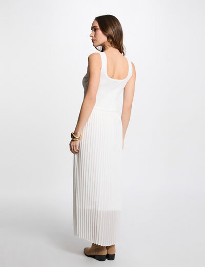 Robe tricot longue cintrée ivoire femme