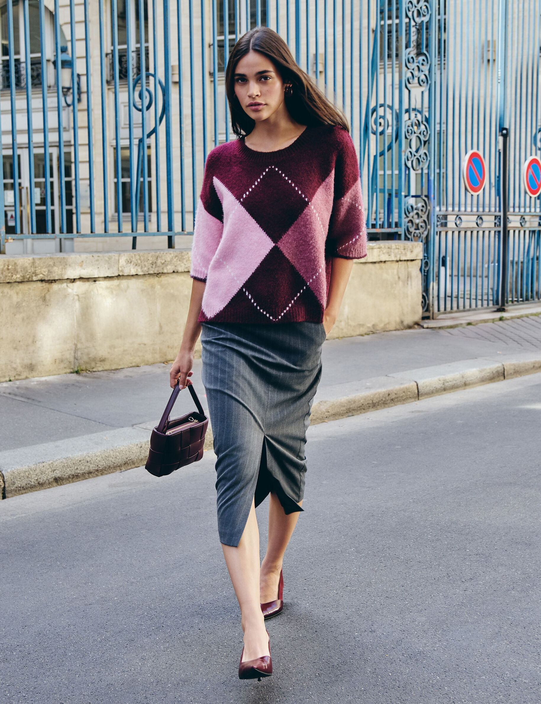 Jupe crayon taille haute fonce femme