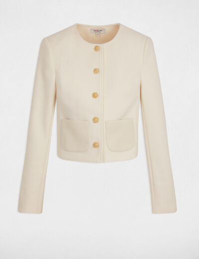 Veste courte &agrave; boutons ivoire femme