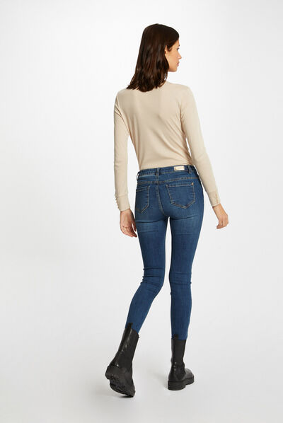 T-shirt manches longues avec col en V mastic femme