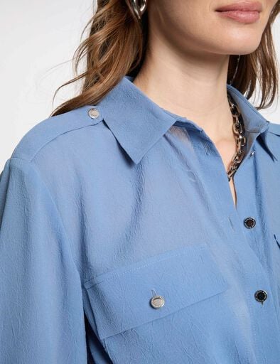 chemise manches longues bleu gris femme Chemise manches longues bleu gris femme