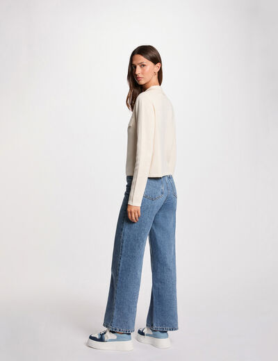Gilet manches longues ivoire femme