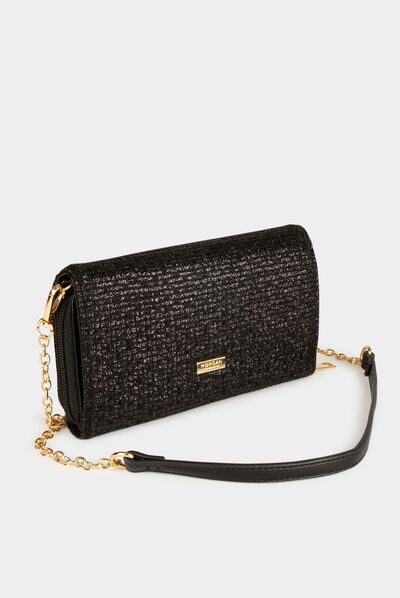 Sac pochette à paillettes noir femme