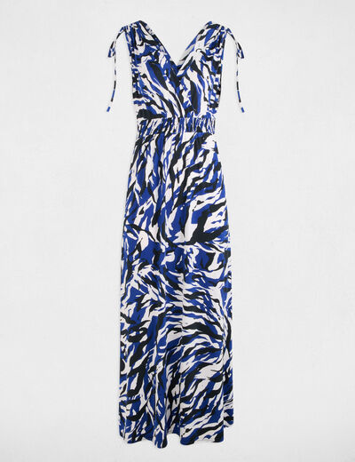 Robe longue droite imprimée multicolore femme