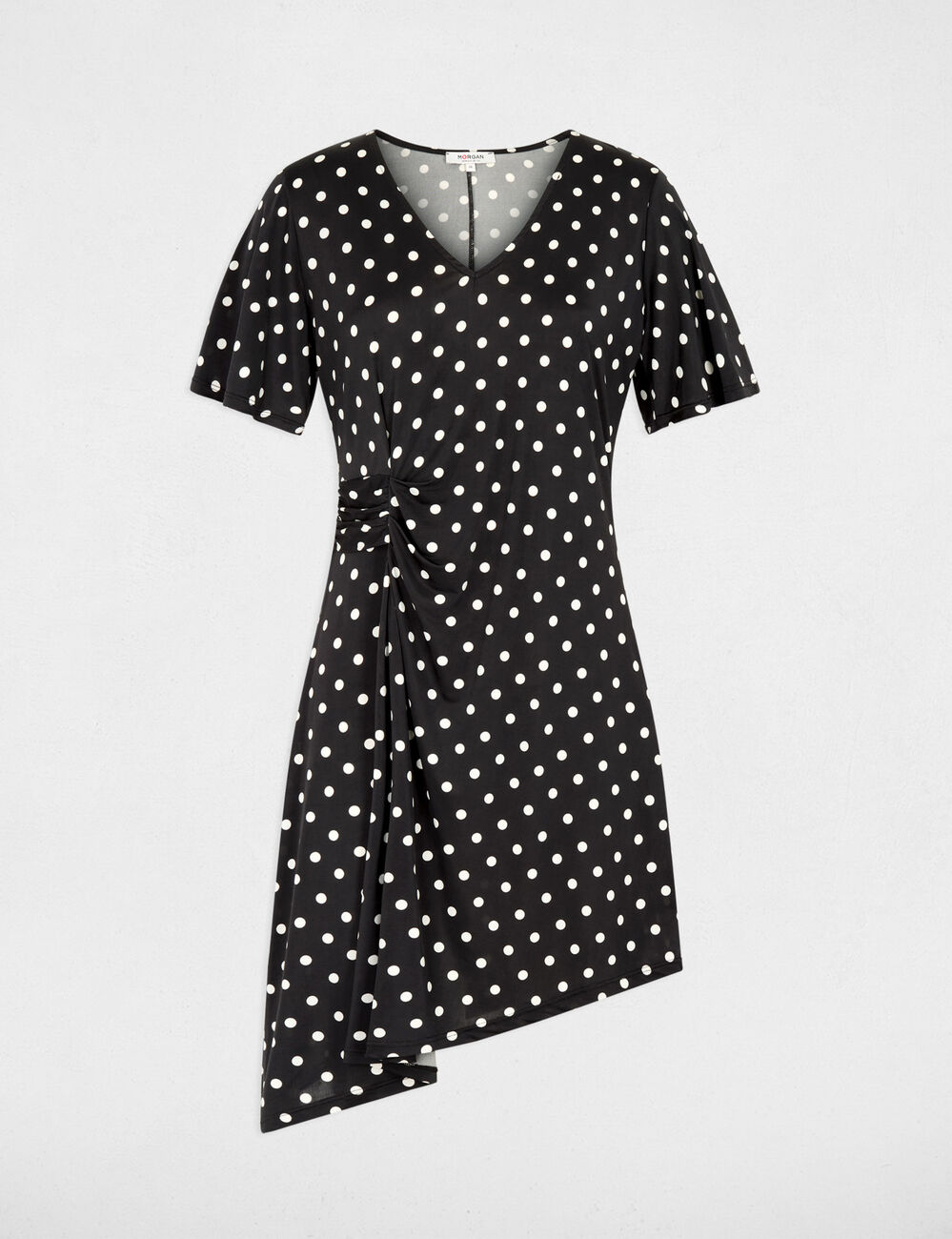 Robe asym&eacute;trique &agrave; pois multicolore femme