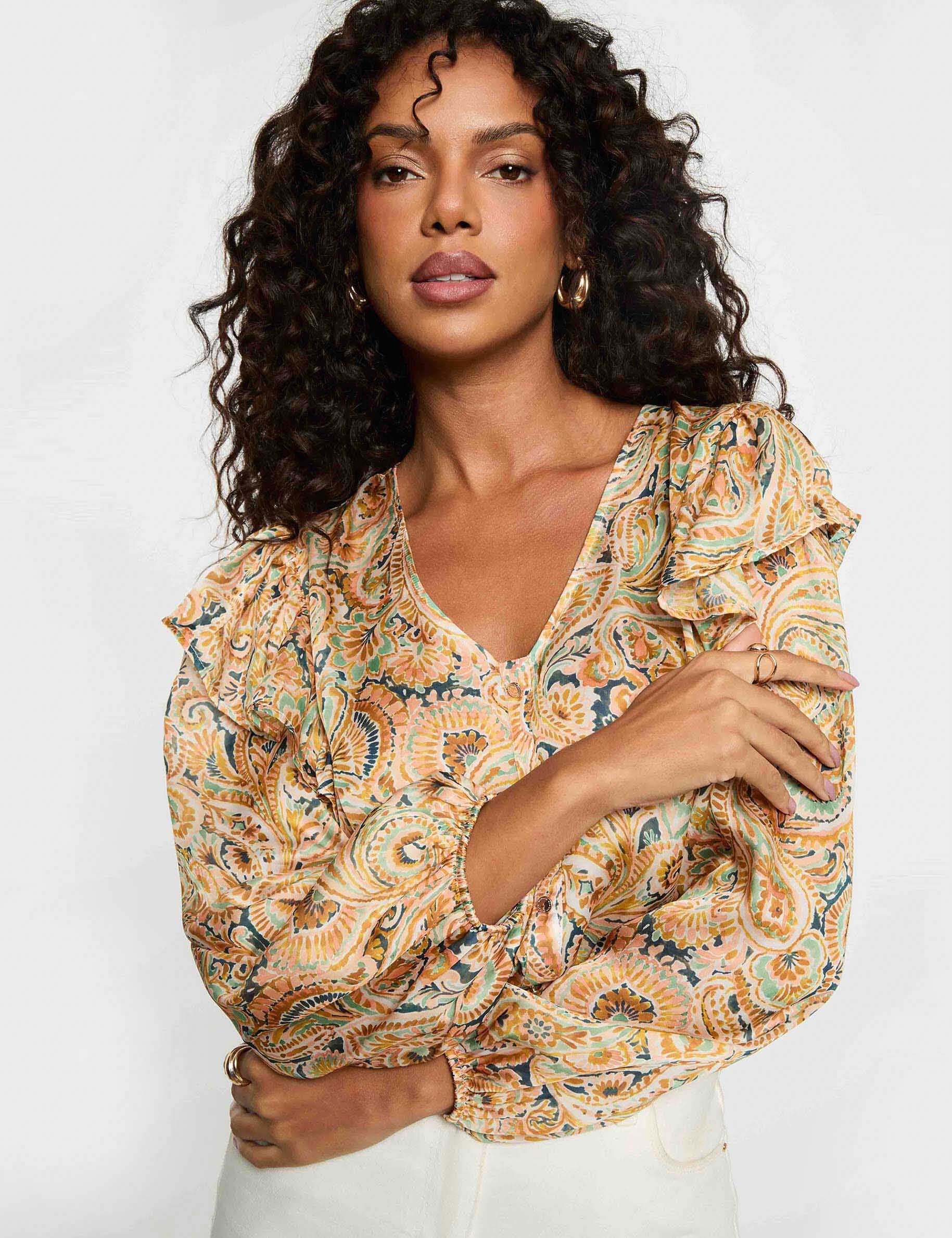 Chemise ajustée col v femme - vue 1