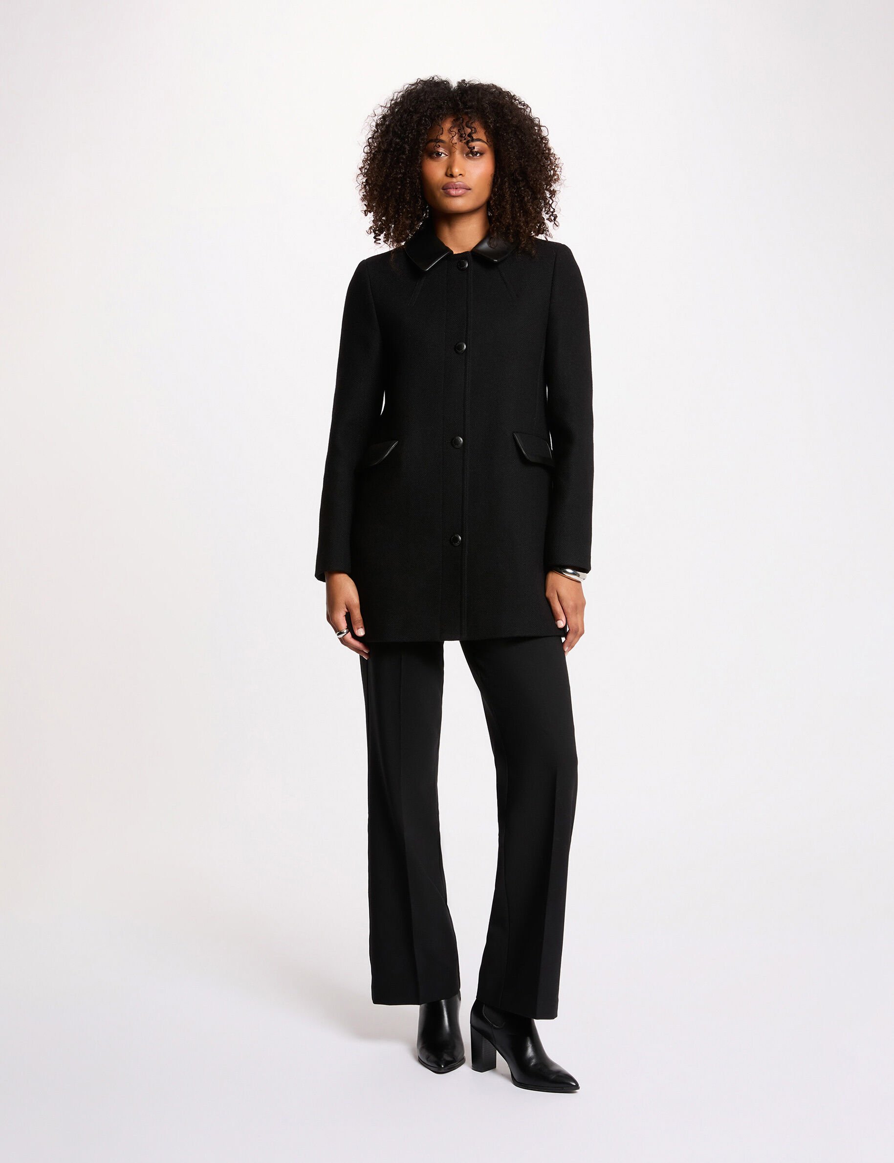 Manteau droit mi long femme