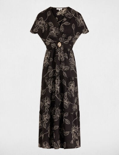 Robe longue broderie multicolore femme
