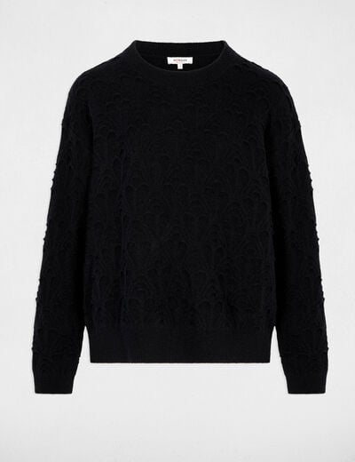 Pull col rond fantaisie noir femme
