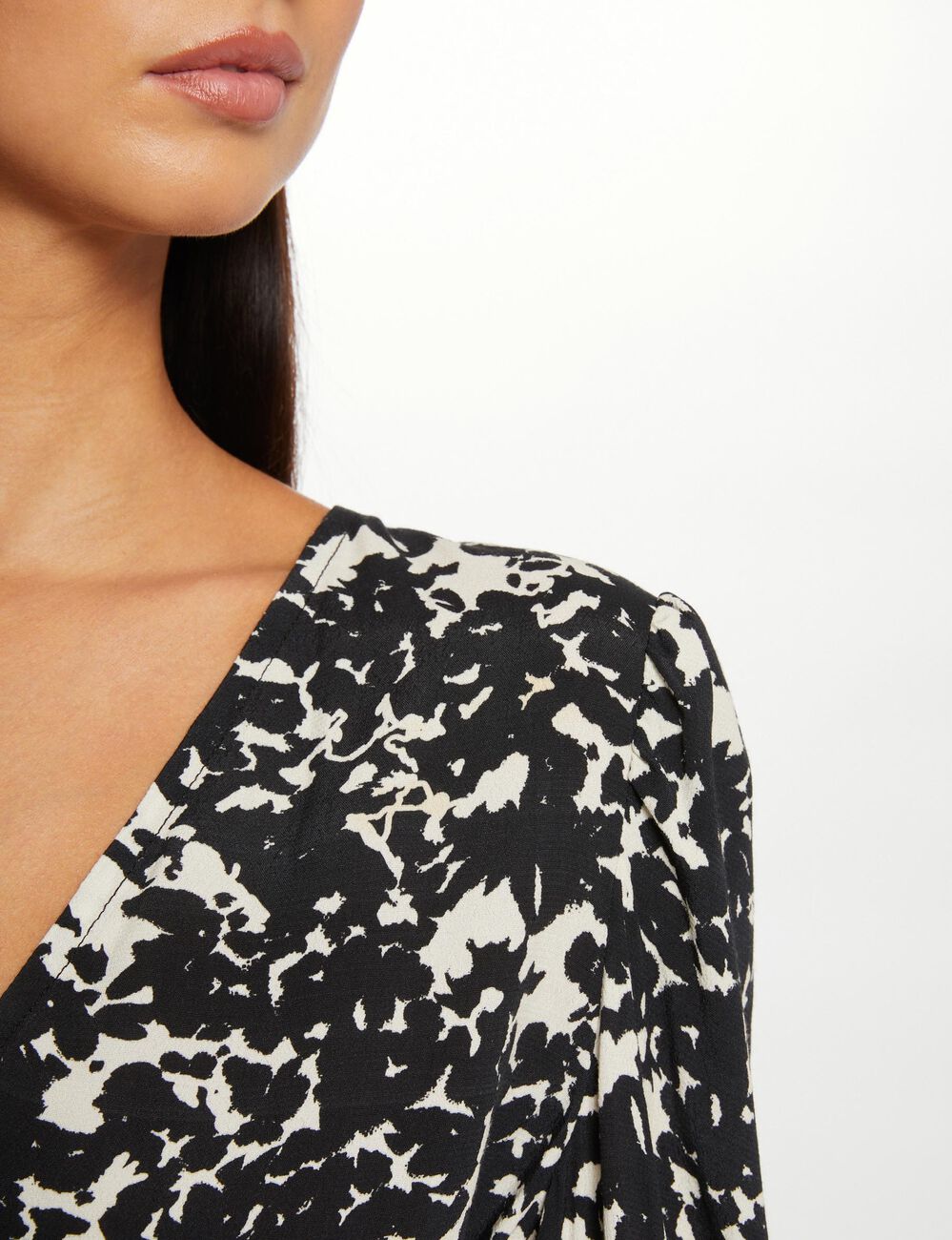 Robe ajustée drapée imprimé abstrait multico femme
