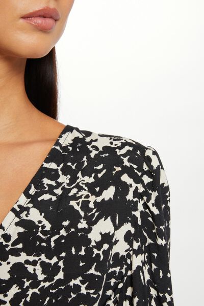 Robe ajustée drapée imprimé abstrait multico femme