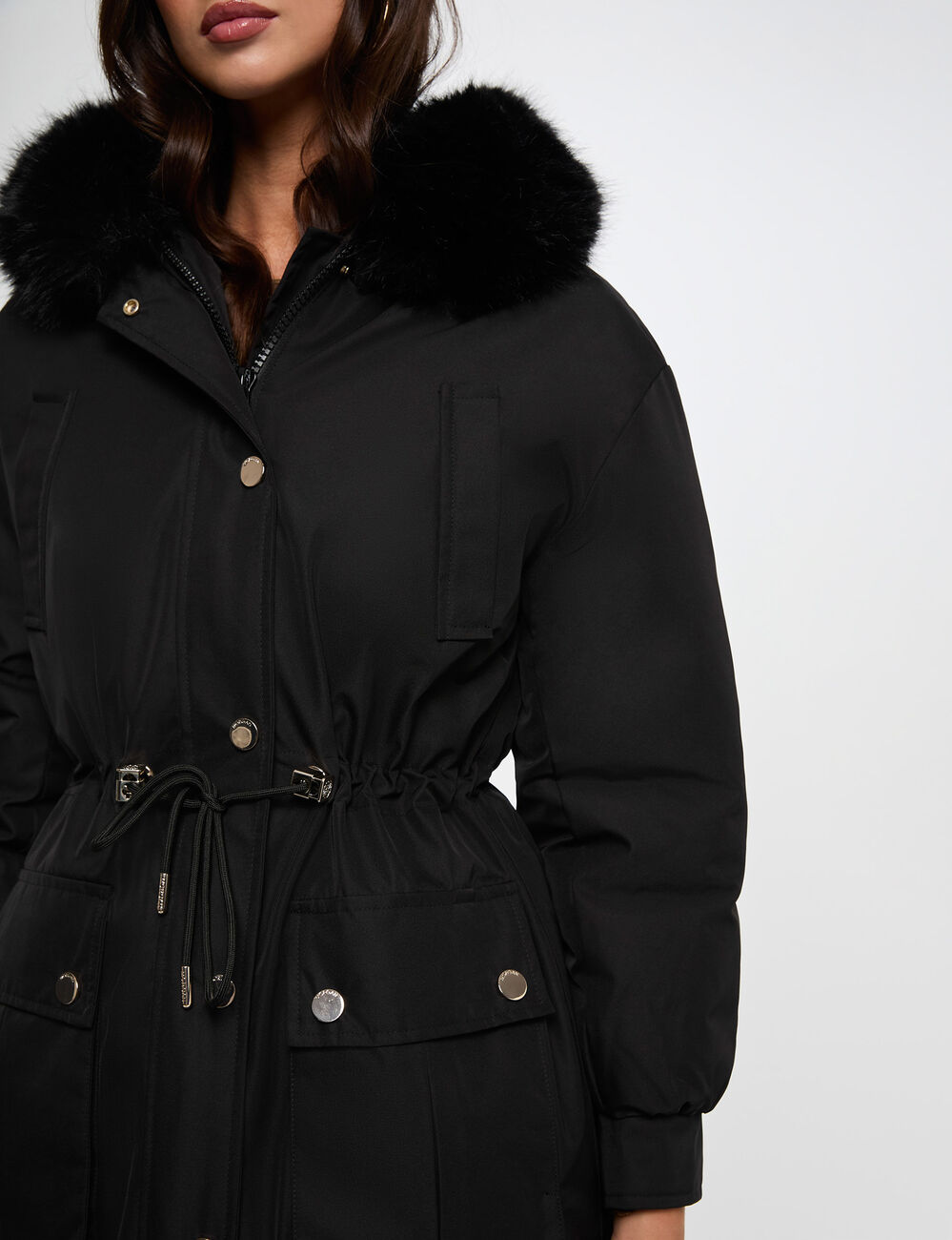 Parka col fourrure noir femme