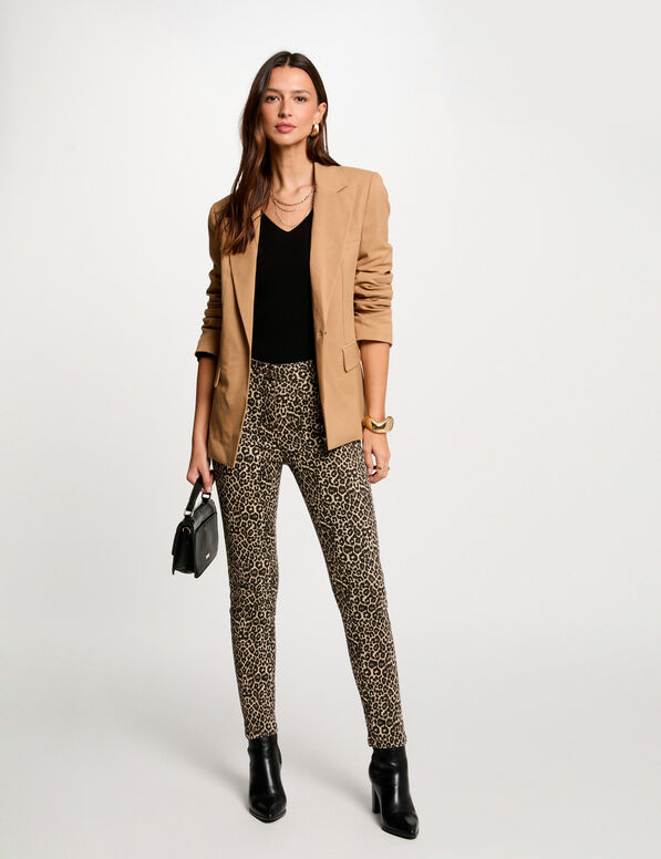 pantalon slim imprime leopard multicolore femme Pantalon slim imprimé léopard multicolore femme