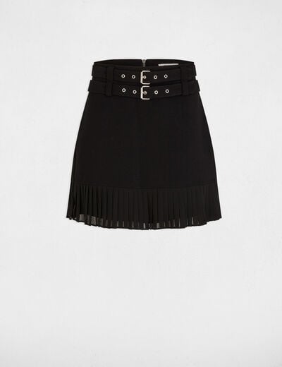 Jupe courte pliss&eacute;e noir femme